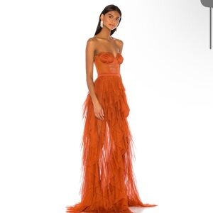 For Love And Lemons Orange Strapless Dress